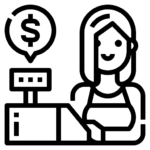 A cashier working behind a register at a retail store